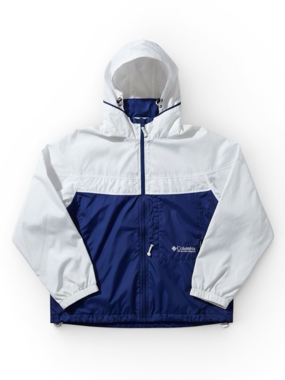 Columbia Vintage 90’s Waterproof Raincoat Windbreaker Spring Jacket Blue White M